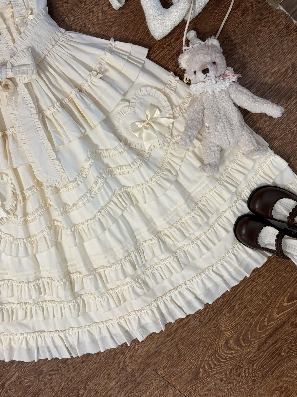 Loveheart - Solid Classic Lolita JSK Dress, Tiered Hem - image 9
