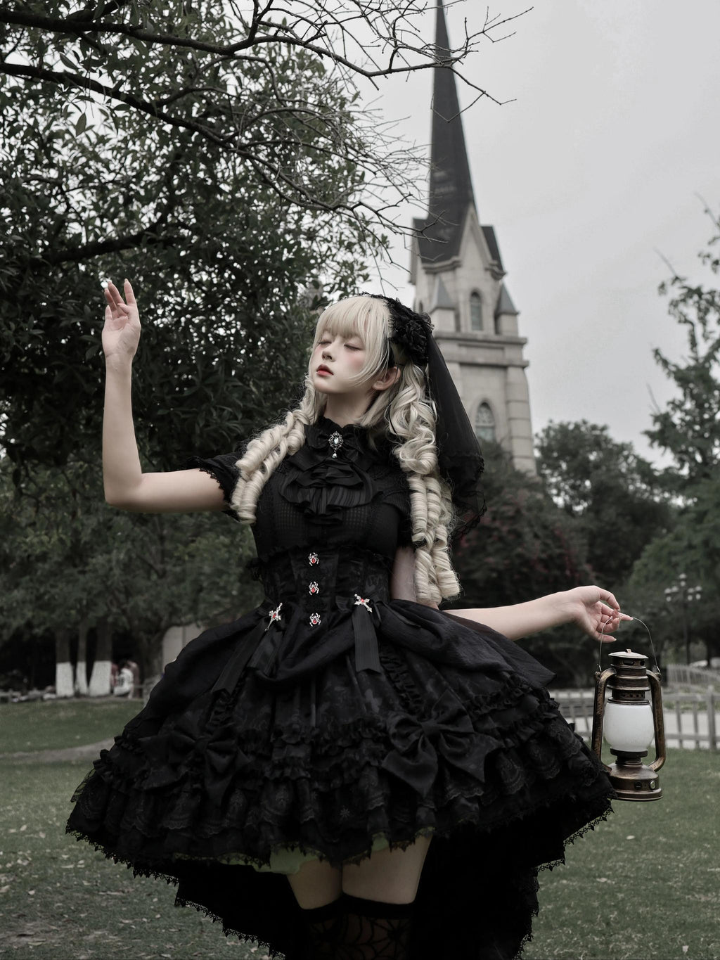 Spider Cross Knot Gothic Lolita Skirt and Blouse Set - image 7