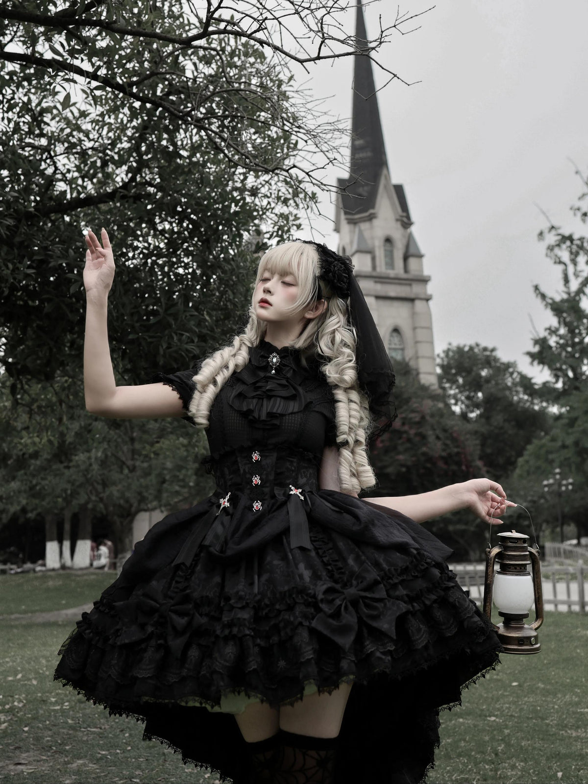 Spider Cross Knot Gothic Lolita Skirt and Blouse Set - image 7