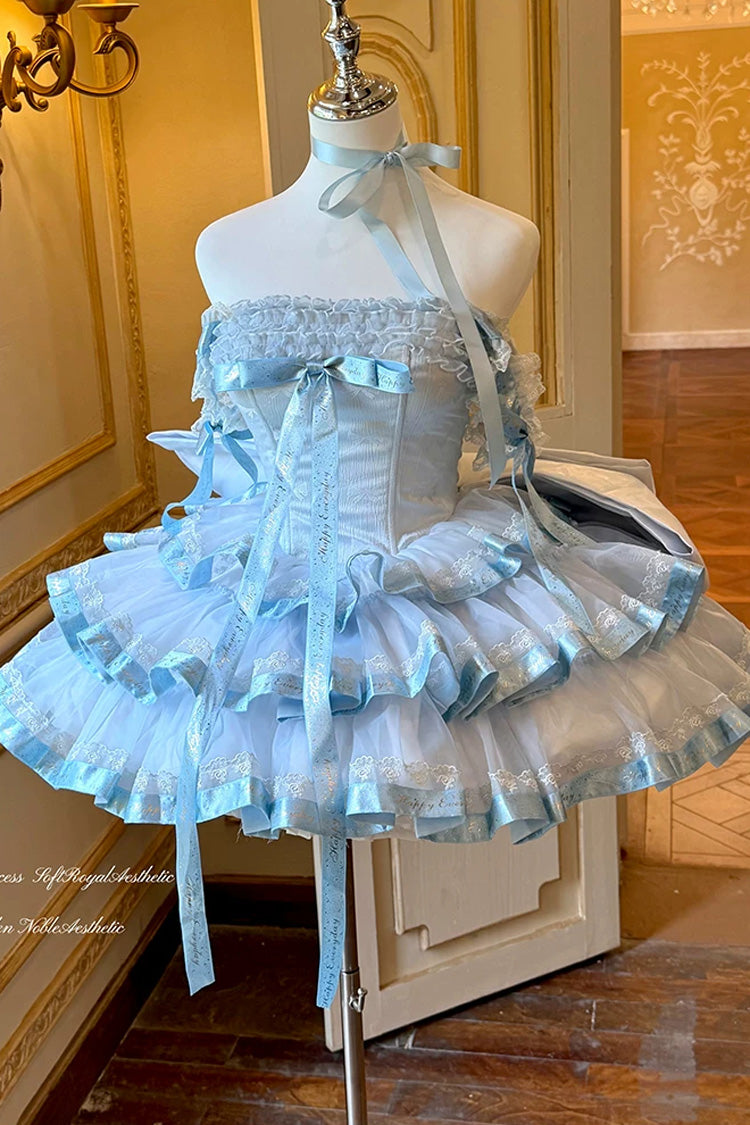 Princess Ribbon - Off Shoulder Triple-Layered Ruffle Bowknot Sweet Lolita Dress - image 3
