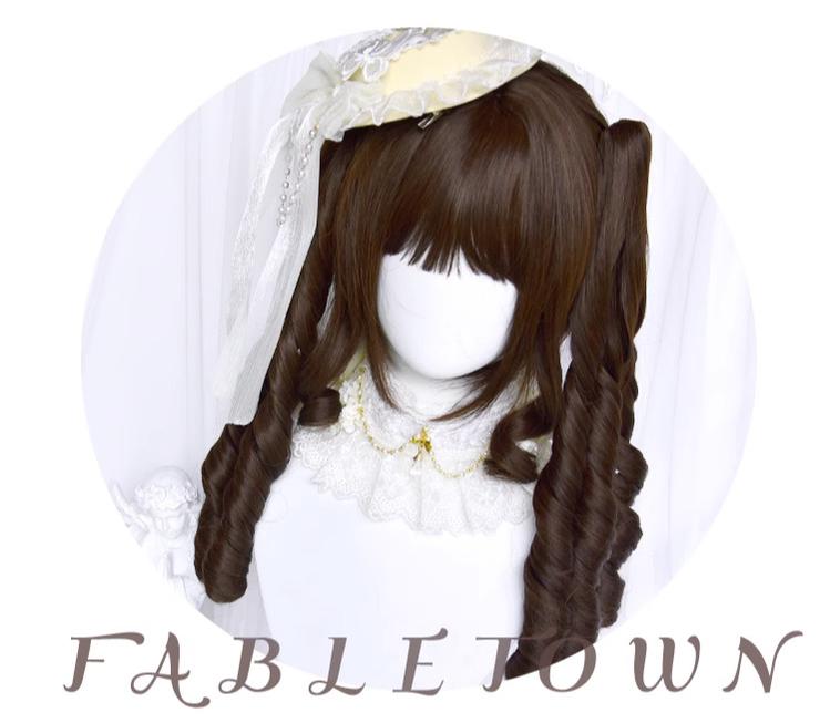 Fairy Tale Town - Classic Lolita Dark Brown Curly Twin-Tail Wig - image 8