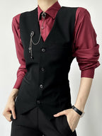 ASAE Black V-Neck Ouji Suit Vest - image 7