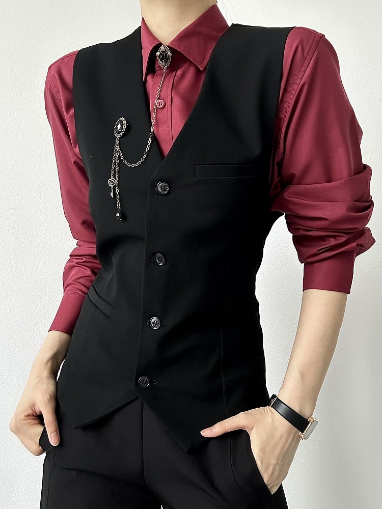 ASAE Black V-Neck Ouji Suit Vest - image 7