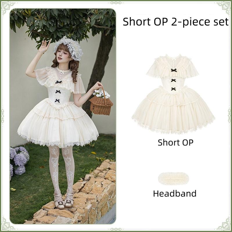 White Mist Promise - Classic Lolita Corset OP Set, Edwardian Collar & Tiered Hem - image 30