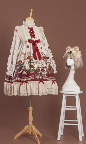 Crown Bear - Kawaii Daily Lolita Long OP Dress - image 9