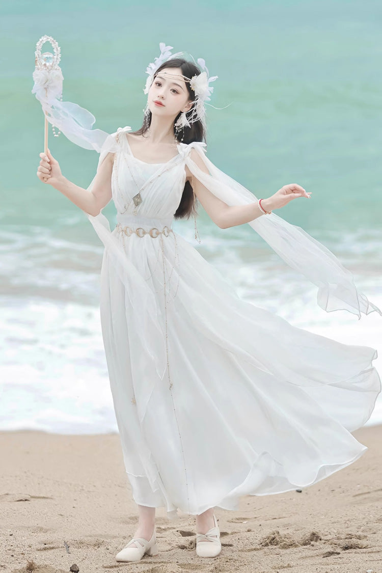 Messenger of God Greek-Inspired Elegant Lolita Long JSK Dress in White - image 3