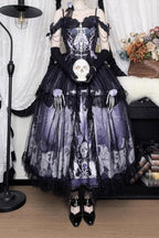 Skull Magic Gothic Lolita Top and Skirt Set in Black and Blue - image 13