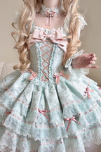 Flora Isle Butterfly Sweet Elegant Lolita JSK Dress in Green - image 9