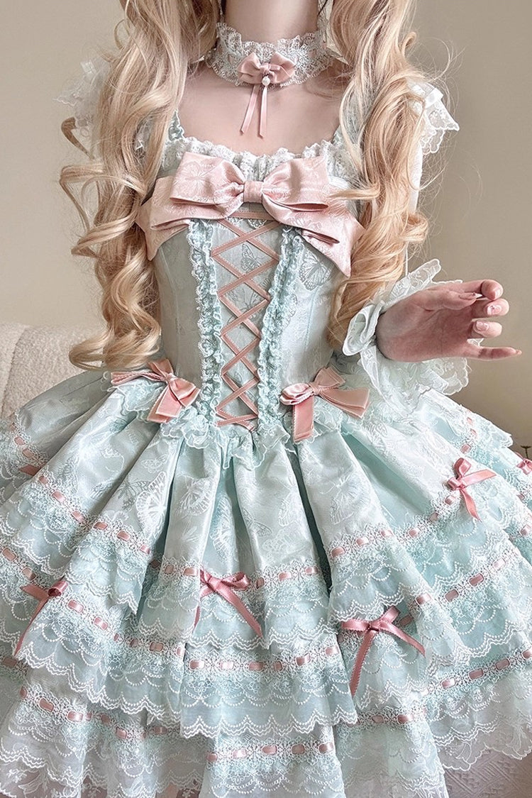 Flora Isle Butterfly Sweet Elegant Lolita JSK Dress in Green - image 9