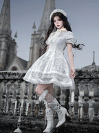 White Lily Embroidery Lace Gothic Lolita Dress - image 14
