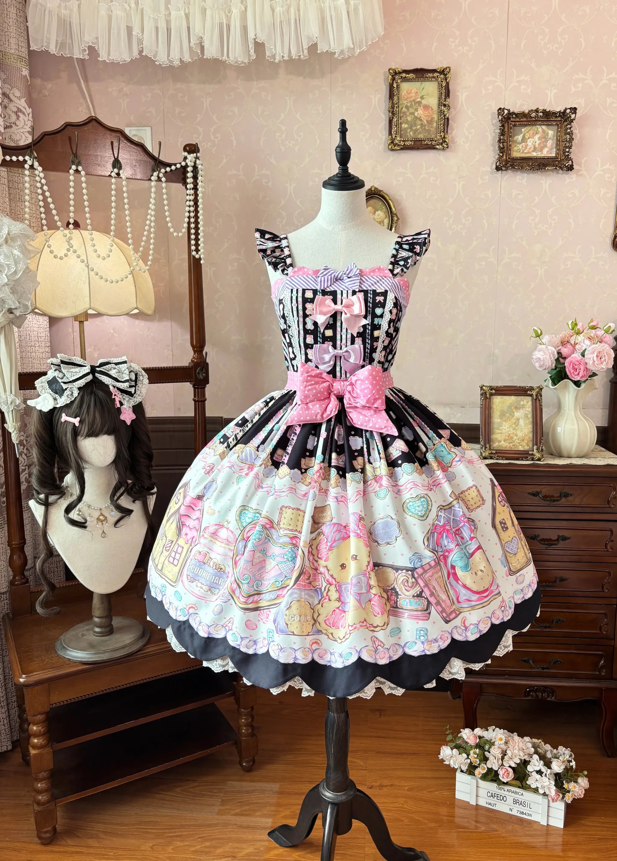 Sugar Frost Cookie - Old School Lolita Bear Dessert Printed JSK Dress and Accessories - image 4