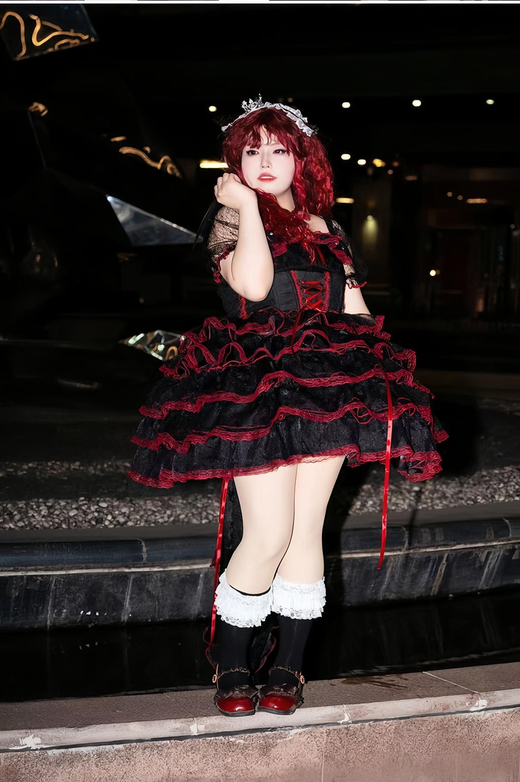 Shisan District - Wedding Lolita OP Suit with Angel Demon Wings - image 10
