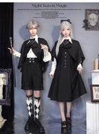 Night Raven Magic - Ouji Lolita Dress Set, Suspender Shorts & Cape - image 3