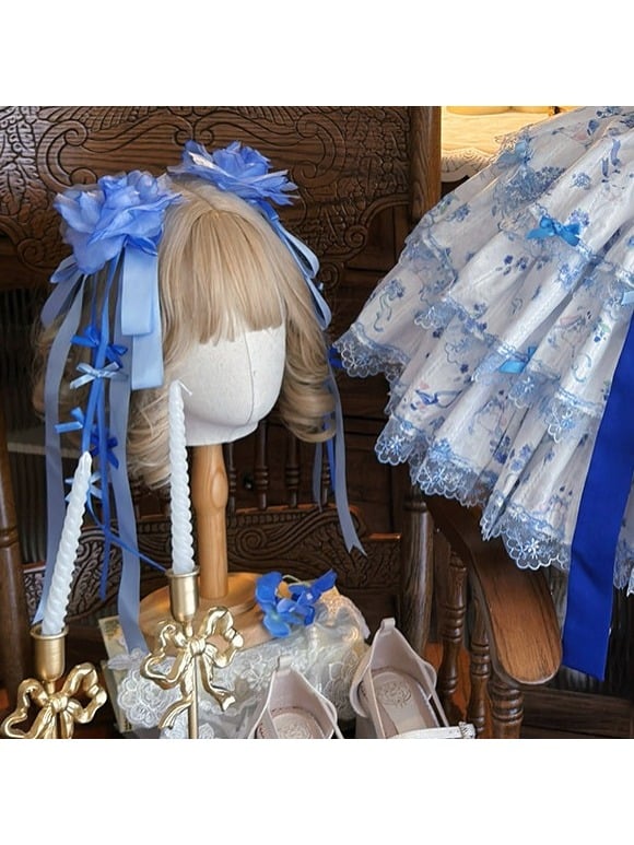 Floral Lolita Dress with Bow Train - image 7