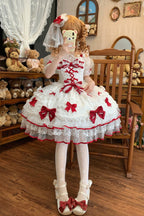 Sweetheart - Sweet Lolita JSK Dress in White and Red - image 1