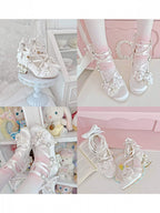 Satin Butterfly-Knot Lolita High Heels with Heart Buckle - image 6
