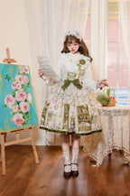Aurora's Bookroom - Classic Lolita Bust-support JSK Dress with Bookstore Print - image 12