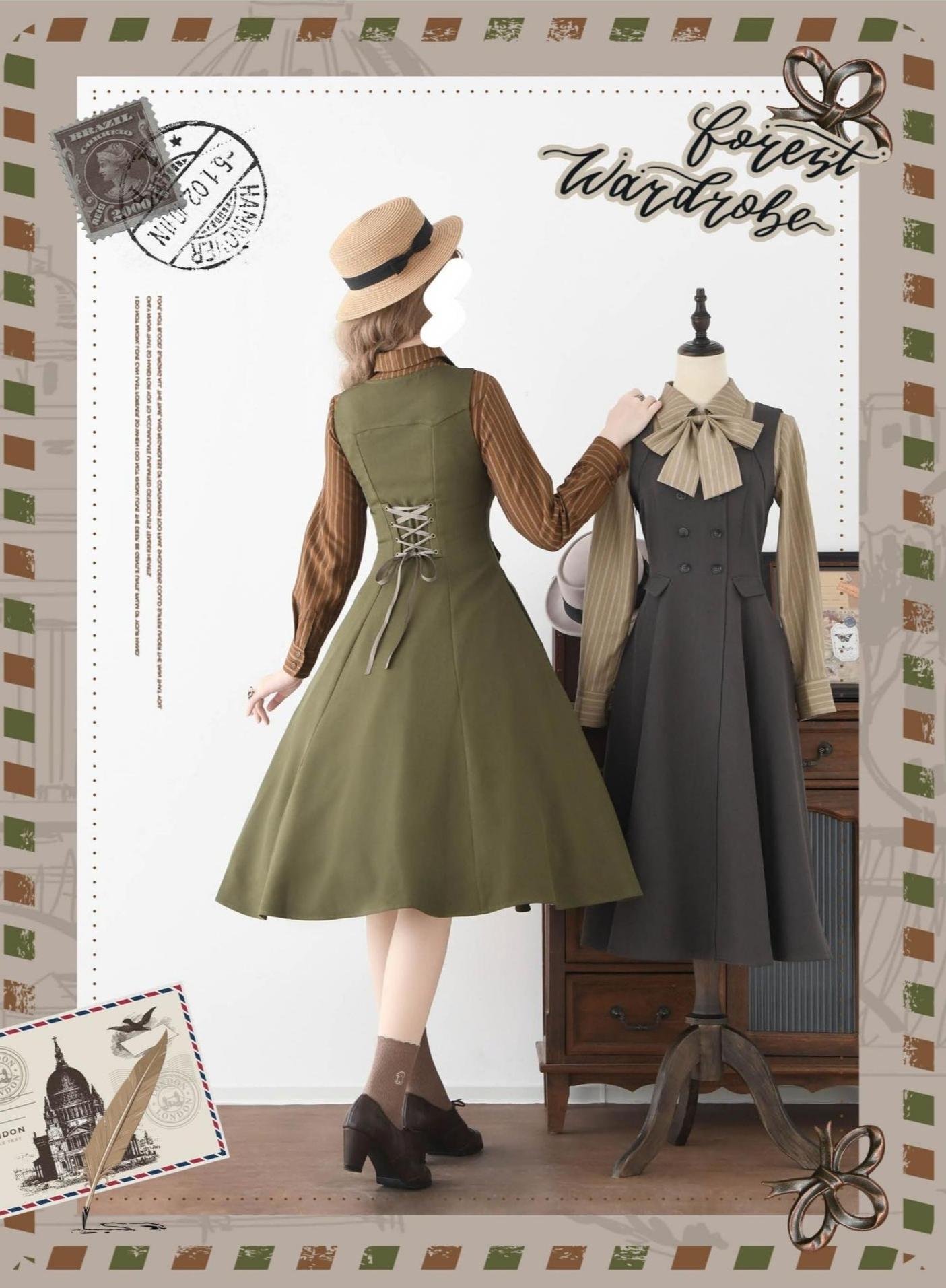 Foggy Forest - Elegant Lolita A-line JSK Dress, Side Pockets - image 7