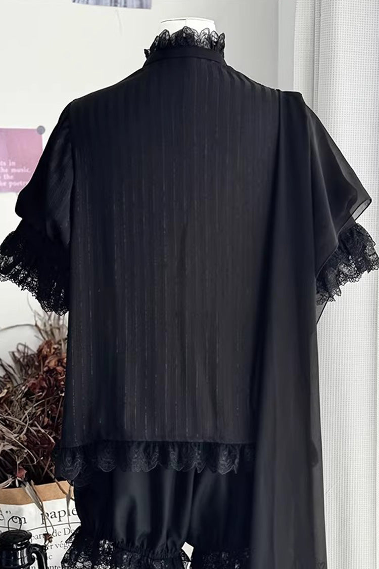 Black Gothic Ouji Lolita Top, Shorts and Scarf Set in 2 Sleeve Versions - image 16
