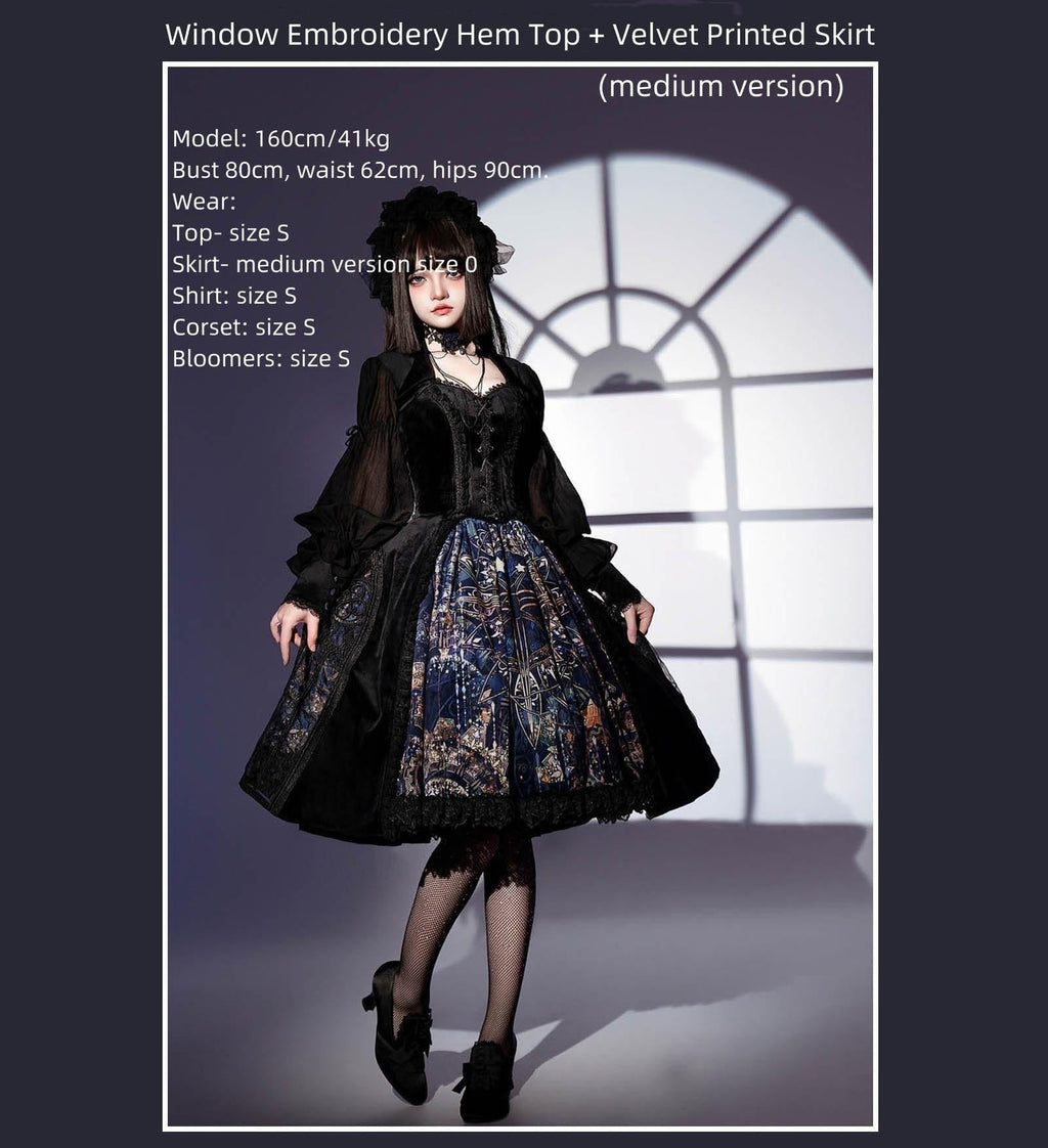 Night Traveler - Classic Gothic Lolita Dress with Stained Glass Window Print - image 31