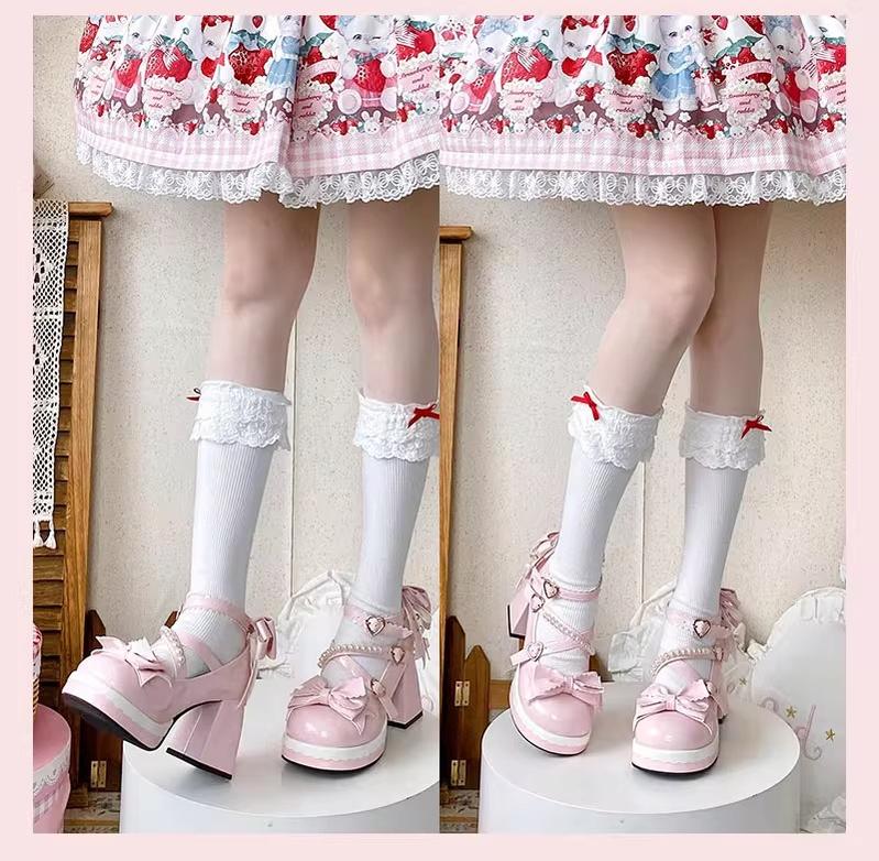 Crush Complex - Sweet Lolita Heel Shoes, Pearls & Bows - image 23