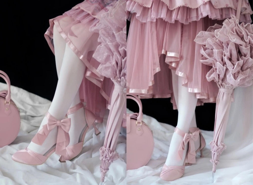 Coronation - Classic Lolita Wine Glass Heel Shoes with Detachable Bows - image 27