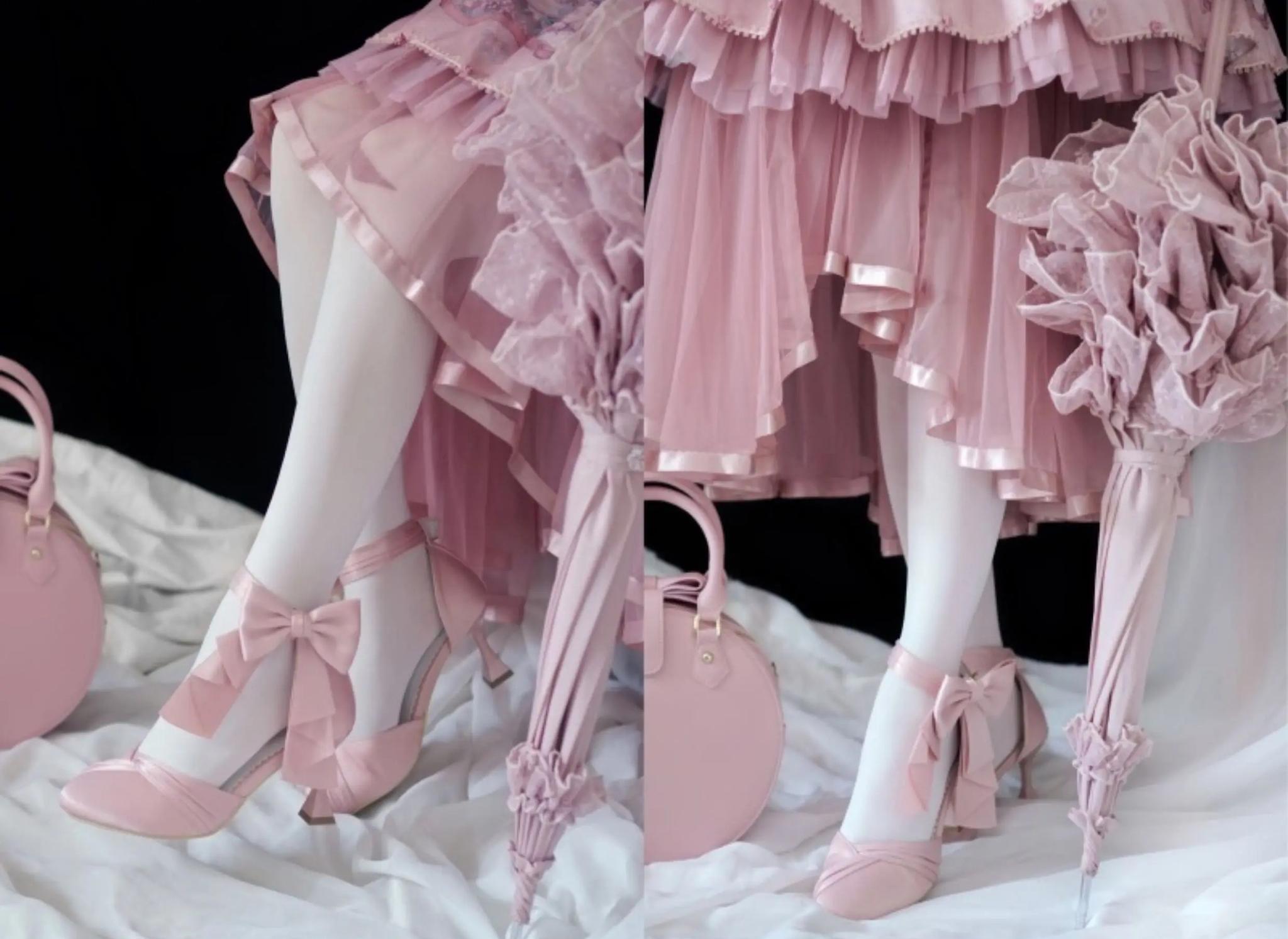 Coronation - Classic Lolita Wine Glass Heel Shoes with Detachable Bows - image 27