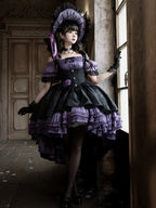 Purple Black Gothic Underbust JSK and Off Shoulder Blouse Set - image 6
