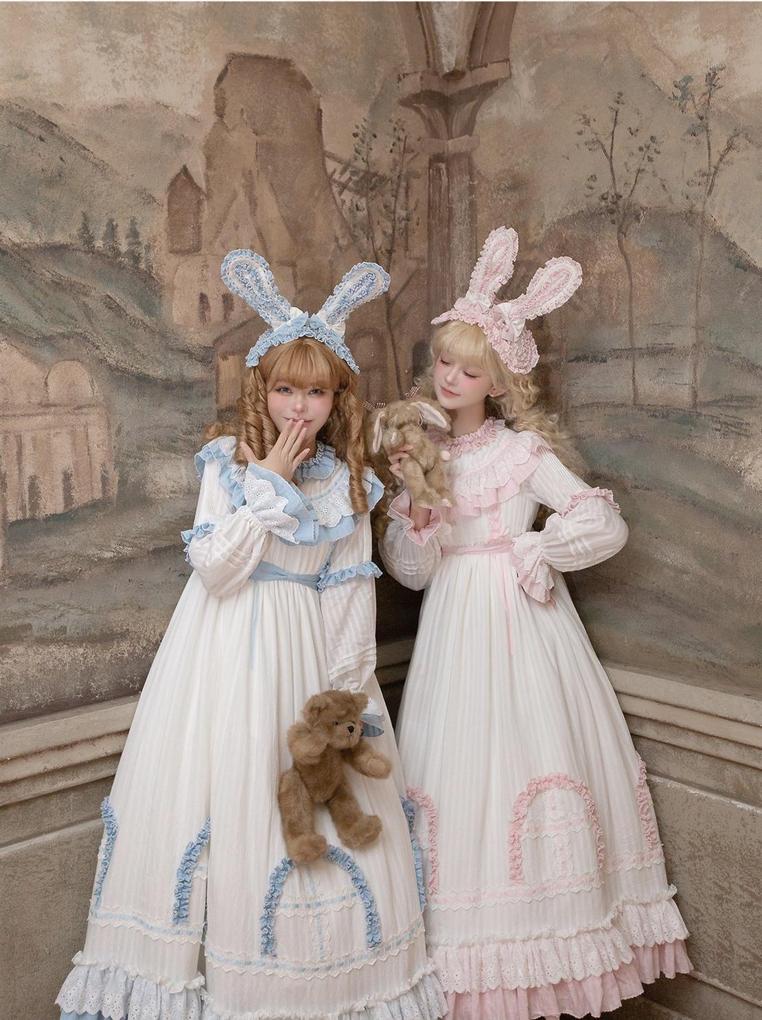 Lilian Classic Lolita Doll-Like OP Dress and Bunny Ear Hairband - image 10