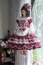Gingham Petal Bunny - Short Sleeves Printed Ruffled Bow Sweet Lolita OP Dress - image 13