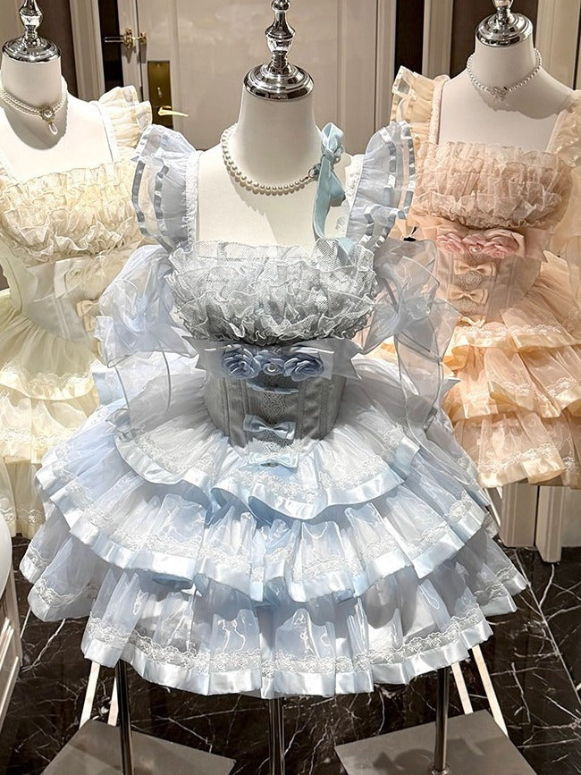 Basque-Waist Lolita JSK with Bow Details and Wrist Cuffs - image 3