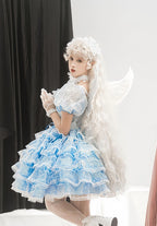Shisan District - Wedding Lolita OP Suit with Angel Demon Wings - image 8