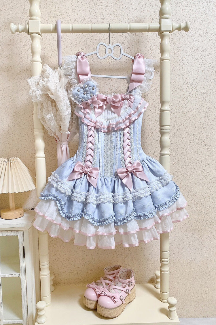 Triple-Layered Ruffled Bow Lace-Up Slim Ballet Sweet Lolita Dress - image 10