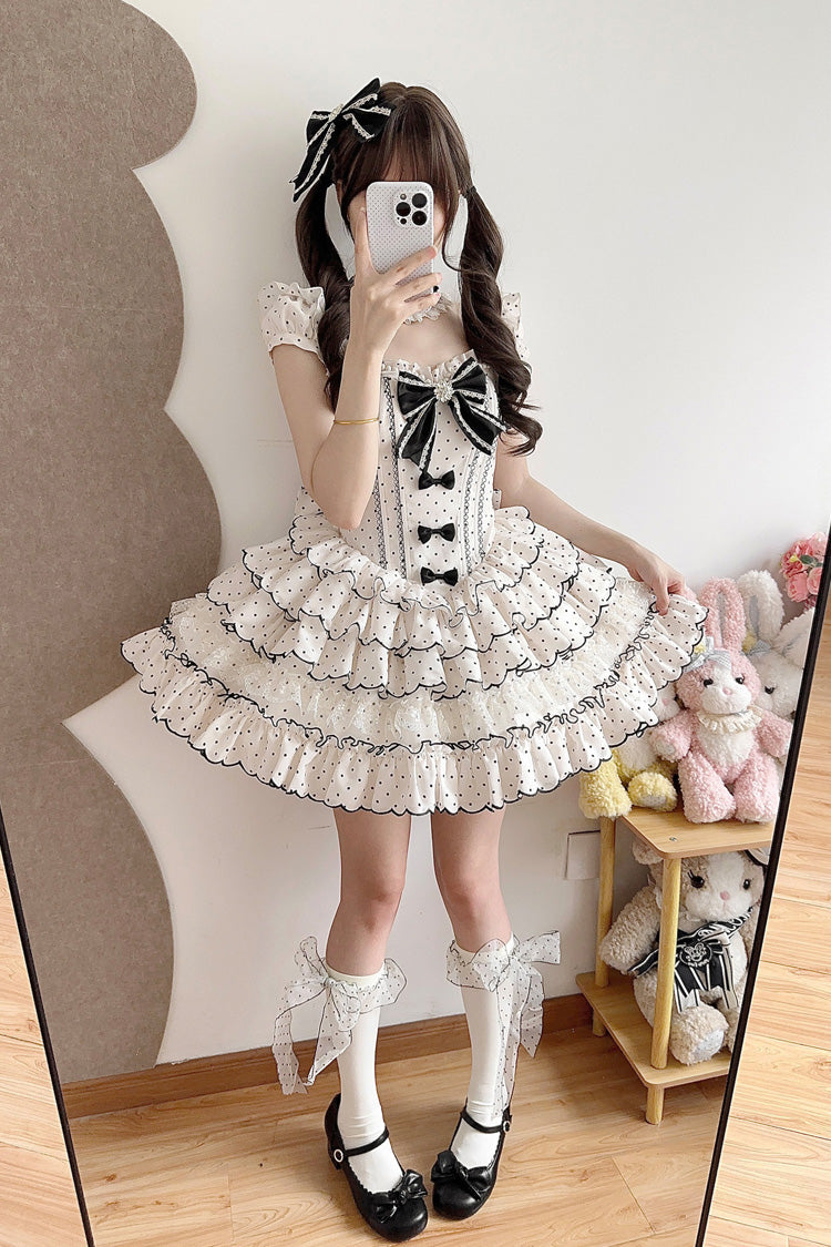 Beige Polka-Dot Sweet Princess Lolita JSK Dress - image 9