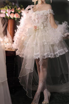Multi-Layered Ruffled Bride Bow Pearl-Decorated Sweet Lolita JSK Dress Full Set 2 Versions - image 5
