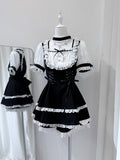 Shirohato Black and White Jirai Kei Dress Choker and Shorts Set - image 1