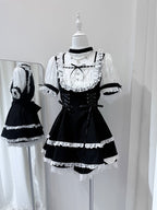 Shirohato Black and White Jirai Kei Dress Choker and Shorts Set - image 1