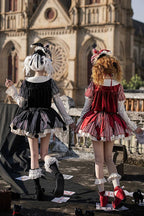 Letters and Poems · Doll Mask - Poker Clown Long Sleeves Ruffled Bow Gothic Lolita Dress Set - image 9