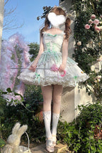 Leiffu - Sleeveless Ruffle Bowknot Lace Lace-Up Sweet Ballet Lolita JSK Dress - image 2