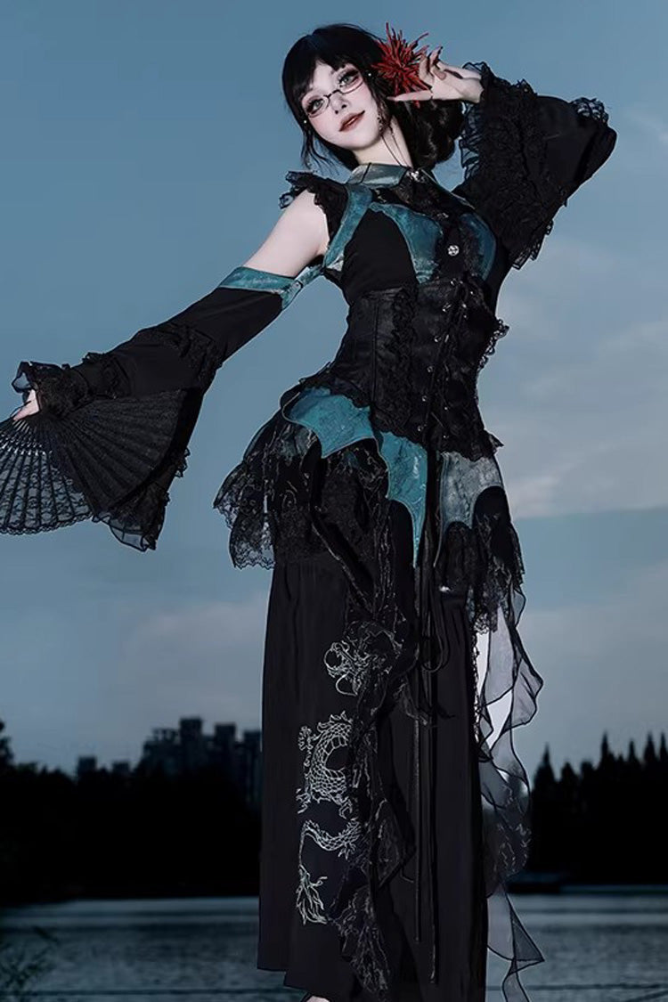 Sky Dragon Gothic Oriental Lolita Skirt Set - image 4