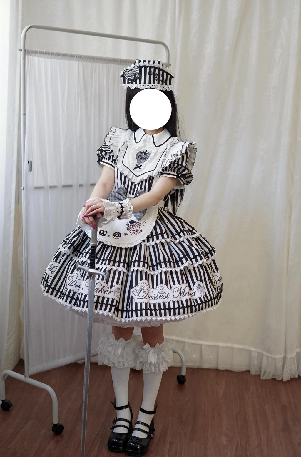 Sweet Butler - Maid Lolita Striped OP Dress, Embroidered Collar - image 23
