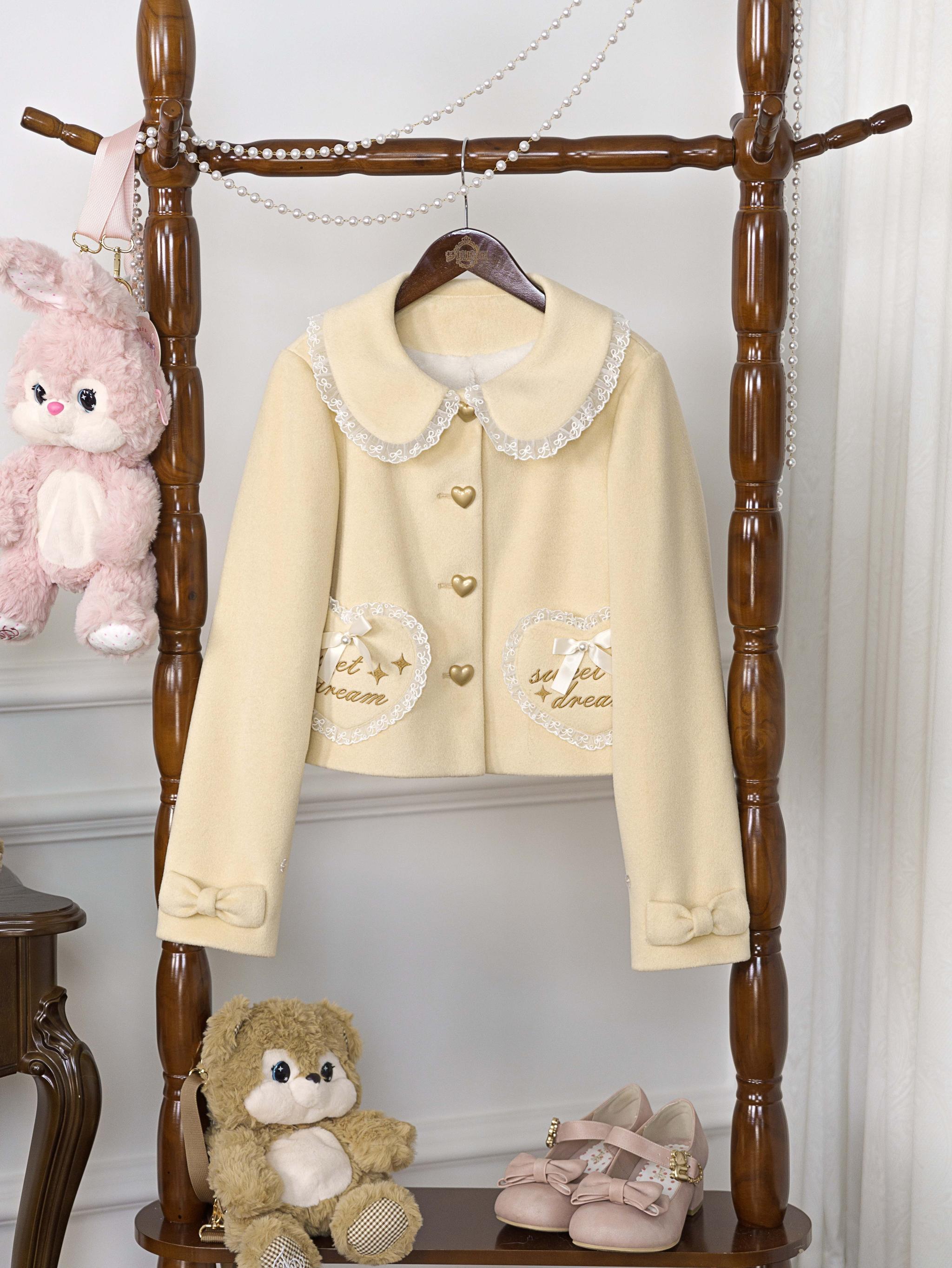 Milk Puff - Winter Fleece-Lined Sweet Lolita Coat, Detachable Collar Collection - image 22