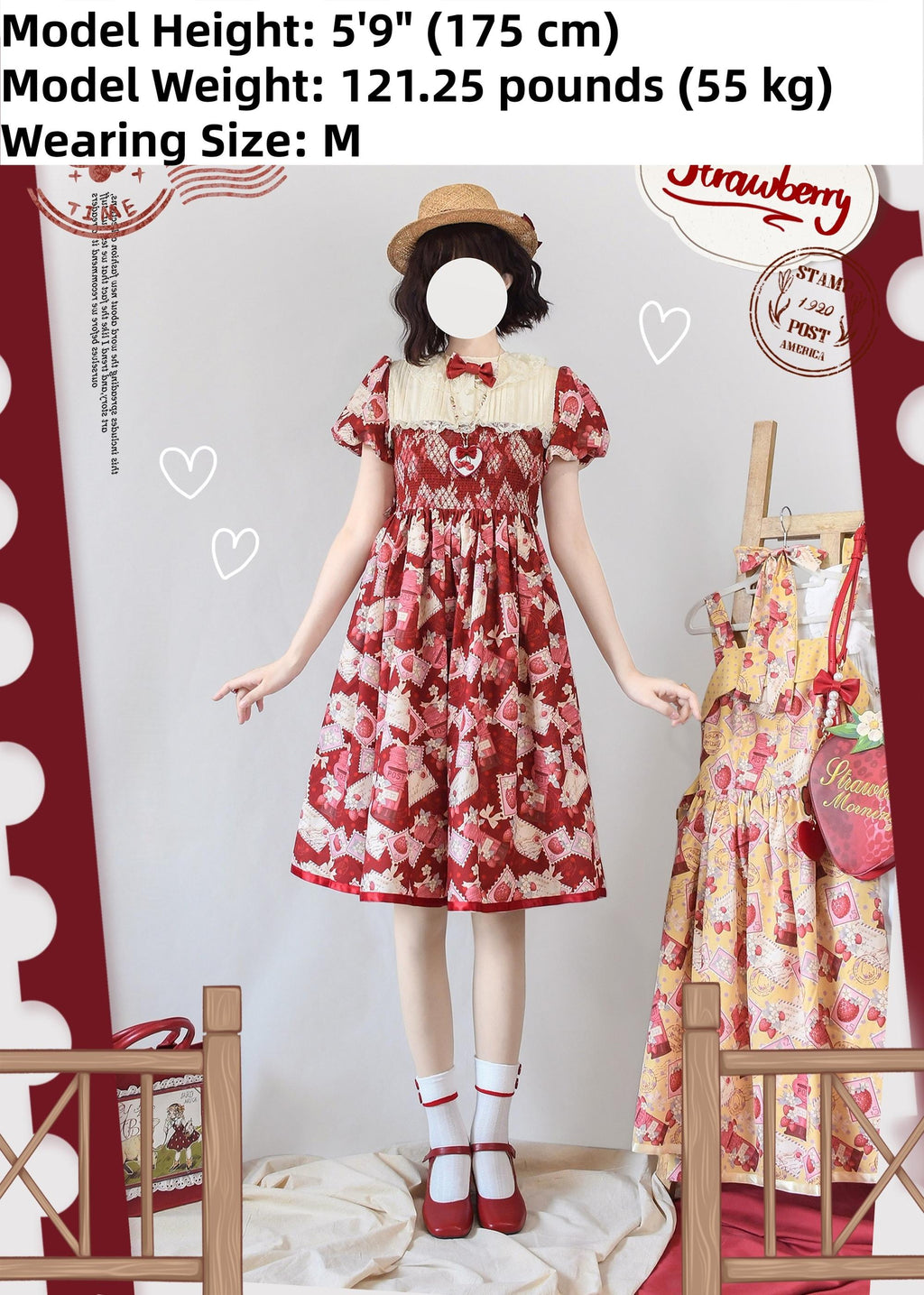 Kawaii Lolita OP Dress, Strawberry Print - image 24