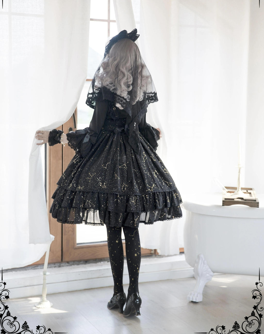 The Whisper of Stars - Gothic Constellation Lolita JSK & Accessories — source image 13