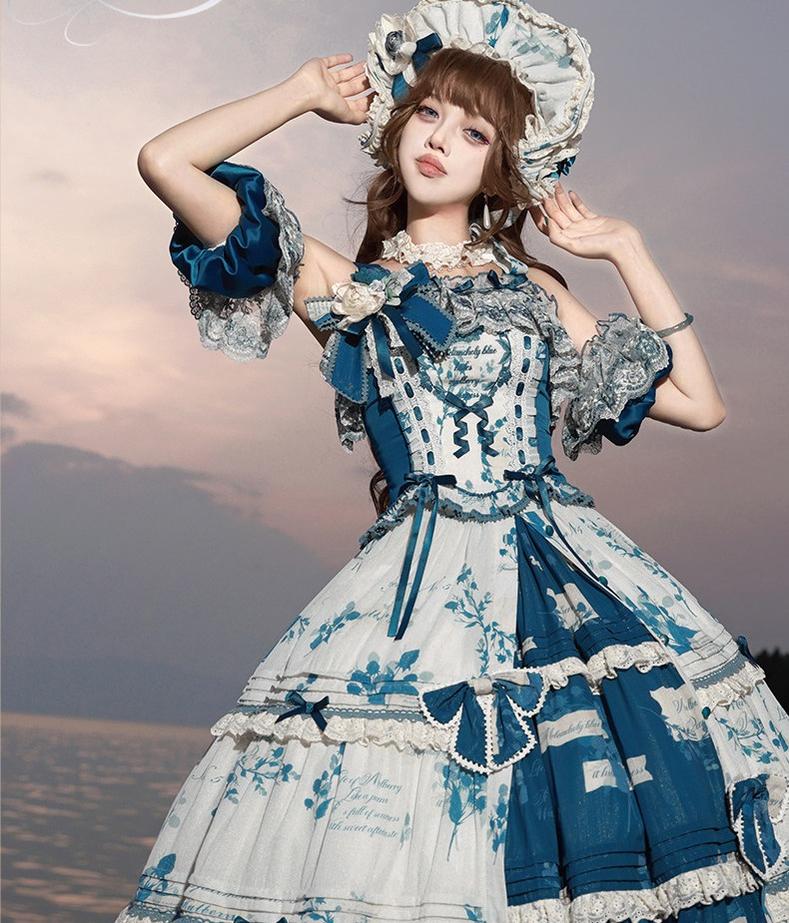 Mulberry Poetry Collection - Plus Size Lolita Printed Top & Skirt Set with Embroidery - image 12