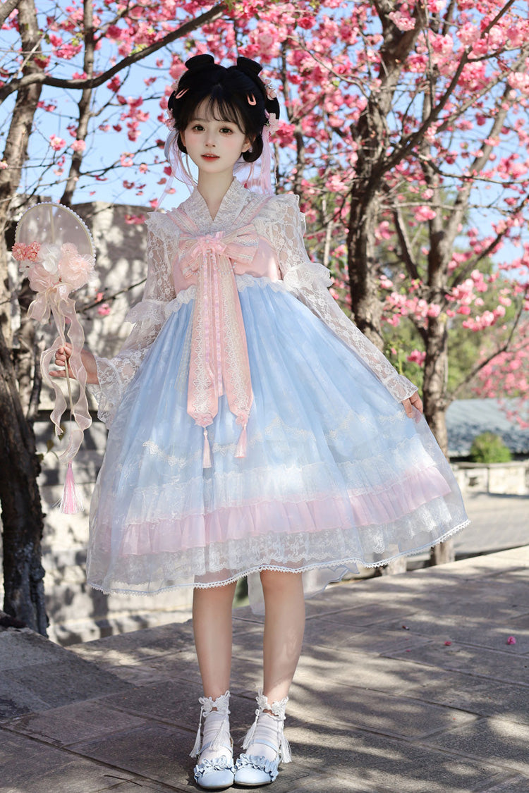 Peach Blossoms in Spring Fields - Qi Lolita JSK Dress in 3 Colors - image 4