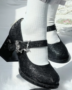 Wanxiang Cycle - Elegant Lolita Heels with Embossed Rose - image 5
