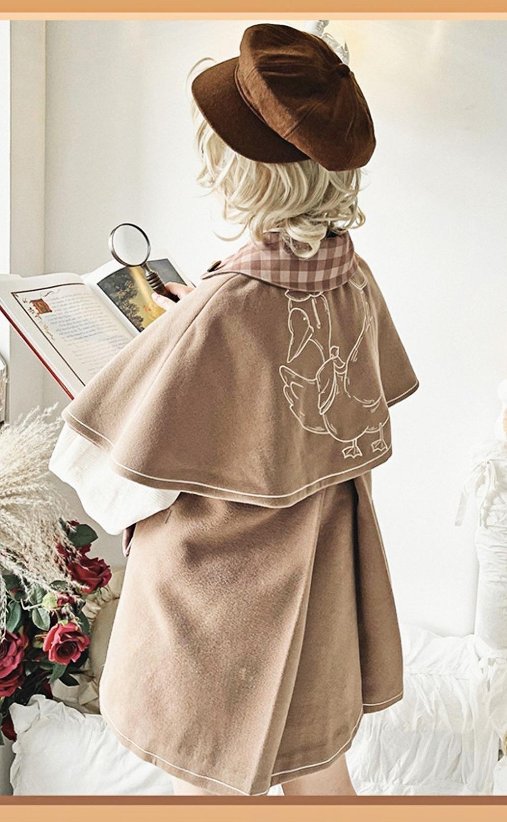 Detective Goose - Plaid-Trim Lolita Cape Coat - image 9