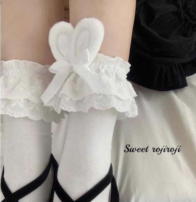 Cotton Lolita Bunny Ear Socks Summer Bow Short Socks - image 11
