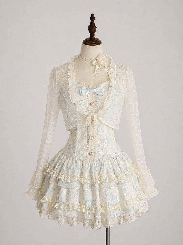 Azure Bow Bustier Dress and Lace Bolero Set - image 1